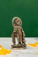 Brass Silver Coated Standing Bajrang Bali Idol – Aashirwaad Mudra – 3.2 Inch - Image 4