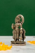 Brass Silver Coated Standing Bajrang Bali Idol – Aashirwaad Mudra – 3.2 Inch - Image 2
