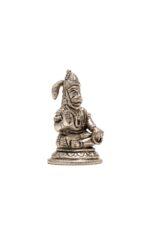 Brass Silver Coated Sitting Hanuman Idol – Aashirwaad Mudra with Tulsi Mala – 3 Inch - Image 6