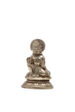 Brass Silver-Coated Lord Hanuman Idol – Kneeling in Aashirwaad Mudra – 3.2 Inch - Image 4