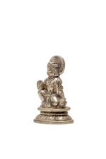 Brass Silver-Coated Lord Hanuman Idol – Kneeling in Aashirwaad Mudra – 3.2 Inch - Image 3