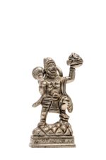 Brass Silver-Coated Hanuman Idol Lifting the Sanjeevani Mountain – On Rock Base – 4 Inch - Image 8