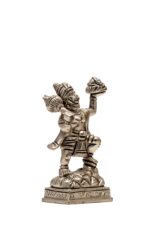 Brass Silver-Coated Hanuman Idol Lifting the Sanjeevani Mountain – On Rock Base – 4 Inch - Image 6