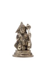 Brass Silver-Coated Hanuman Idol – Kneeling with Aashirwaad Mudra – 4.35 Inch - Image 8