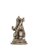 Brass Silver-Coated Hanuman Idol – Kneeling with Aashirwaad Mudra – 4.35 Inch - Image 7