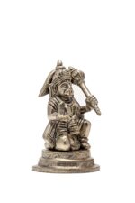 Brass Silver-Coated Hanuman Idol – Kneeling with Aashirwaad Mudra – 4.35 Inch - Image 6