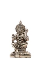 Brass Silver-Coated Sitting Hanuman Idol – Aashirwaad Mudra – 4.5 Inch - Image 6