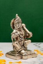 Brass Silver-Coated Sitting Hanuman Idol – Aashirwaad Mudra – 4.5 Inch - Image 8