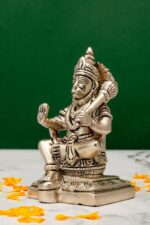 Brass Silver-Coated Sitting Hanuman Idol – Aashirwaad Mudra – 4.5 Inch - Image 2