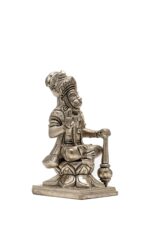 Brass Superfine Silver-Coated Sitting Hanuman Idol – On Lotus – Aashirwaad Mudra – 5 Inch - Image 6