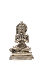 Brass Silver-Coated Sitting Hanuman Idol – Anjali Mudra ( Folding Hands ) – 5.5 Inch - Image 8