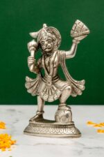 Brass Silver-Coated Balaji Idol Lifting the Sanjeevani Mountain – 6 Inch - Image 2