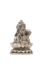 Brass Silver-Coated Hanuman Idol – Aashirwaad Mudra – On Lotus – 4.35 Inch - Image 4