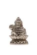 Brass Silver-Coated Hanuman Idol – Aashirwaad Mudra – On Lotus – 4.35 Inch - Image 3