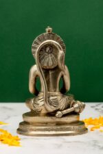 Brass Silver-Coated Sitting Bajrang Bali Idol – Dhyan Mudra – 6 Inch - Image 3