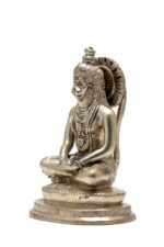 Brass Silver-Coated Sitting Bajrang Bali Idol – Dhyan Mudra – 6 Inch - Image 7