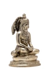 Brass Silver-Coated Sitting Bajrang Bali Idol – Dhyan Mudra – 6 Inch - Image 6