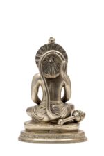 Brass Silver-Coated Sitting Bajrang Bali Idol – Dhyan Mudra – 6 Inch - Image 5