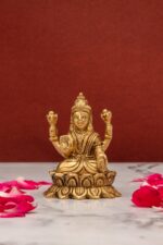 Brass Superfine Laxmi Idol Seated on Lotus Flower – 2.75 Inch
