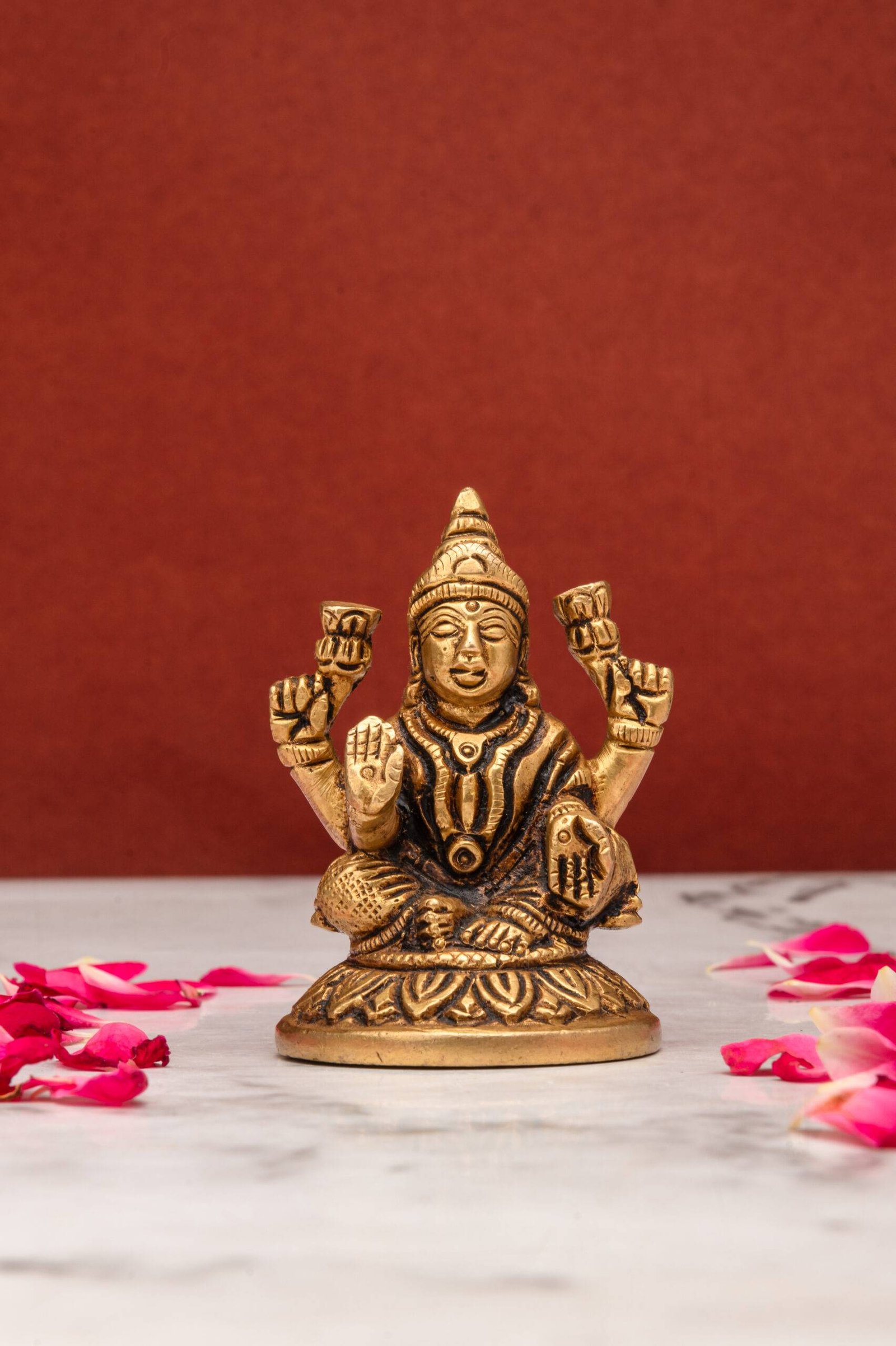 brass-Laxmi-345-6-scaled-1.jpg Brass Superfine Laxmi Mata Idol – 2.75 Inch - Image 1