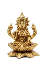 Brass Superfine Laxmi Mata Idol on Lotus Flower – 3.5 Inch - Image 7