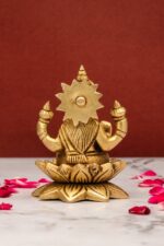 Brass Superfine Laxmi Mata Idol on Lotus Flower – 3.5 Inch - Image 3