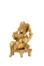 Brass Superfine Laxmi Idol Seated on Chowki – 2.5 Inch - Image 5