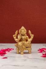 Brass Superfine Laxmi Idol Seated on Chowki – 2.5 Inch
