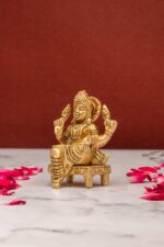 Brass Superfine Laxmi Idol Seated on Chowki – 2.5 Inch - Image 2