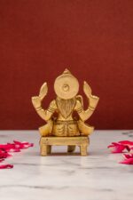 Brass Superfine Laxmi Idol Seated on Chowki – 2.5 Inch - Image 3