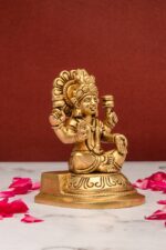 Brass Superfine Laxmi Mata Idol – Detailed Carving – 4.25 Inch - Image 4