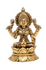 Brass Superfine Laxmi Idol Seated on Lotus Flower – 5 Inch - Image 6