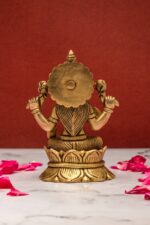 Brass Superfine Laxmi Idol Seated on Lotus Flower – 5 Inch - Image 7