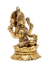 Brass Superfine Laxmi Idol Seated on Lotus Flower – 5 Inch - Image 5