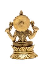 Brass Superfine Laxmi Idol Seated on Lotus Flower – 5 Inch - Image 4