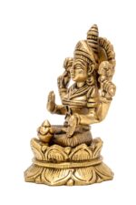 Brass Superfine Laxmi Idol Seated on Lotus Flower – 5 Inch - Image 3