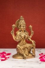 Brass Superfine Laxmi Mata Idol – Detailed Carving – 6.25 Inch - Image 8