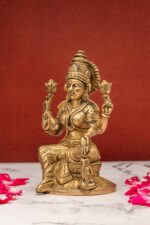 Brass Superfine Laxmi Mata Idol – Detailed Carving – 6.25 Inch - Image 2