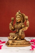 Brass Superfine Laxmi Mata Idol – Beautifully Carved – 5.5 Inch - Image 2