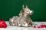 Brass Silver-Coated Superfine Nandi Idol – Beautifully Carved – 5.20 Inches - Image 4