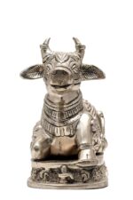 Brass Silver-Coated Superfine Nandi Idol – Beautifully Carved – 6.30 Inches - Image 8