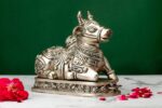 Brass Silver-Coated Superfine Nandi Idol – Beautifully Carved – 6.30 Inches - Image 4