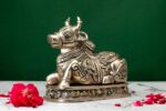 Brass Silver-Coated Superfine Nandi Idol – Beautifully Carved – 6.30 Inches - Image 2