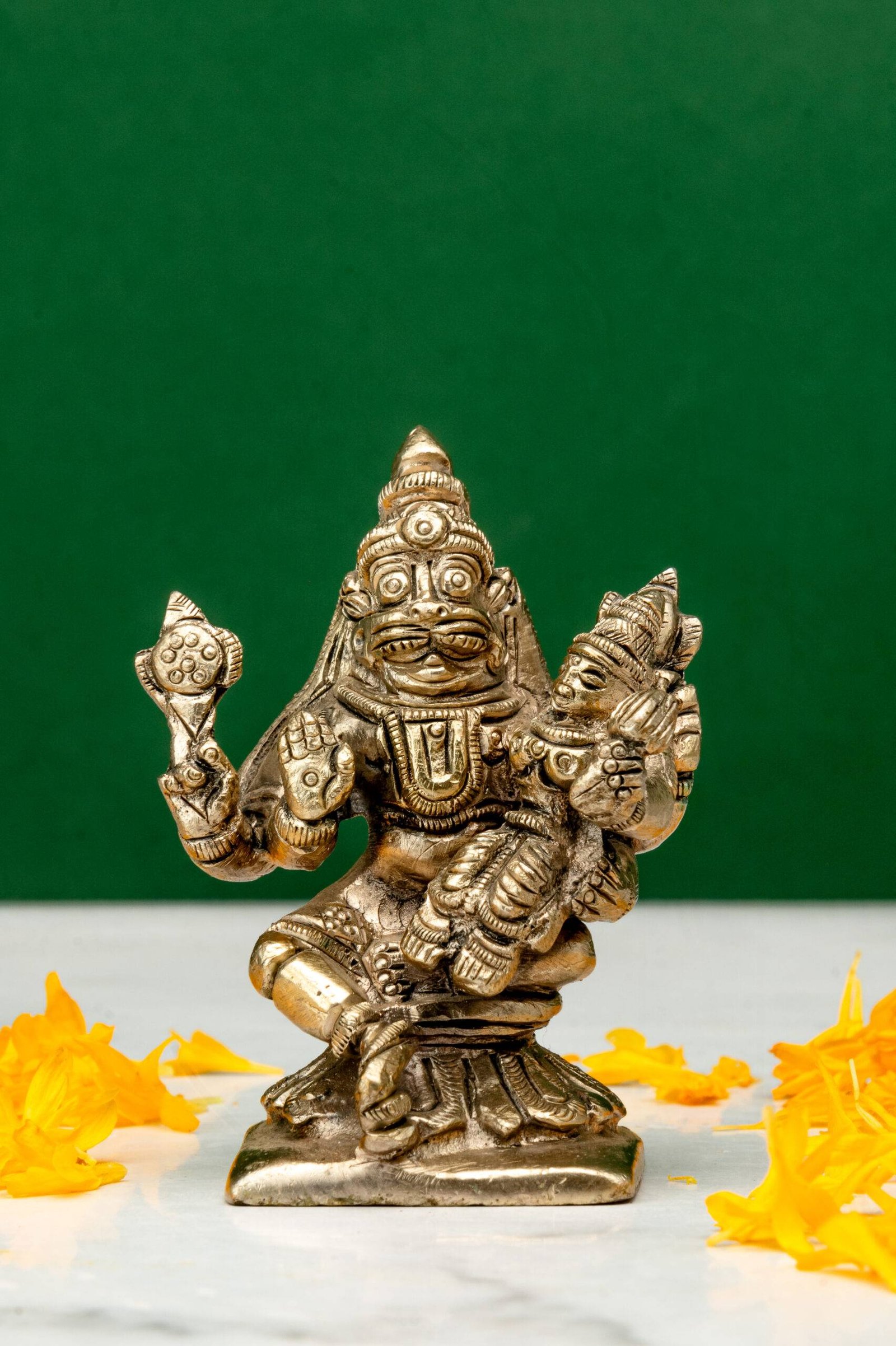 brass-Narsingh-512-8-scaled-1.jpg Brass Silver-Coated Superfine Lord Narsingh Idol- 2.75 Inches - Image 1