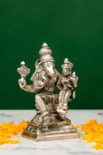 Brass Silver-Coated Superfine Lord Narsingh Idol- 4.35 Inches - Image 4