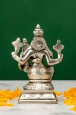 Brass Silver-Coated Superfine Lord Narsingh Idol- 4.35 Inches - Image 3