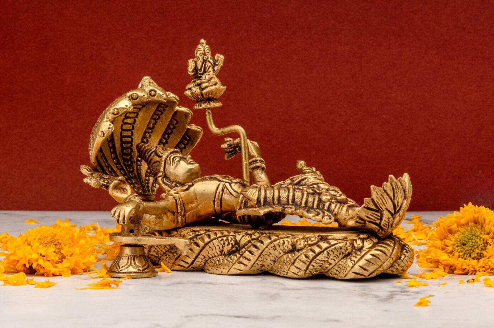 brass-Padmananam-208-9-scaled-1.jpg Superfine Brass Padmananam Idol – Detailed Carving – 5 Inch - Image 1