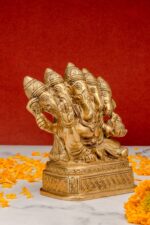 Superfine Brass Punchmukhi Ganesh Idol – Detailed Carving – 5 Inch - Image 7