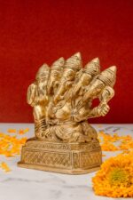Superfine Brass Punchmukhi Ganesh Idol – Detailed Carving – 5 Inch - Image 8