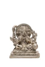 Brass Silver-Coated Sitting Panchmukhi Hanuman Idol – With 10 Arms – 3.5 Inch - Image 8
